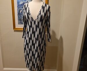 Paul Smith Monochrome Geometric Long Sleeve Dress